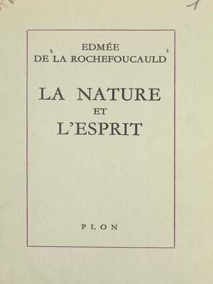 cover image of La nature et l'esprit